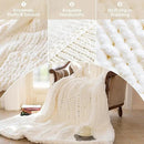 Chunky Knit Blanket - Luxury Soft Cozy 50 * 60 Throw Blanket,100% Woven Blanket Rope Knot Throw Blanket for Couch, Sofa, Home Decor, Gift - Machine Washable（Milk White） by CozyNest Decor