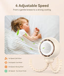 Dreamegg Portable Stroller Fan - 4000mAh Rechargeable Baby Stroller Fan With LED Display, Night Light, Hidden Blade, Detachable 4 Speed 360°Rotate, Handheld Cooling for Crib,Travel, Car Seat, Bedroom by TinyTreasures Baby Boutique