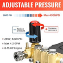 YAMATIC Horizontal Triplex Plunger Pressure Washer Pump 1" Shaft 4300 PSI 4.2 GPM, Replacement for Simpson AAA 90034, 90039,90038, Honda GX340, GX390, GX270 for Industrial Gas Powered Washers by GreenHaven Gardens