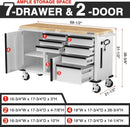 WORKPRO 62" x 20" 7-Drawer & 2-Door Rolling Tool Chest, Mobile Tool Storage Cabinet with Power Strip, Locking System, Heavy Duty Rolling Cabinet for Garage, Warehouse & Kitchen, 1000 lbs Capacity by GreenHaven Gardens