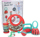 Edushape Festival Music Gift Set - Baby Musical Instruments Include Mini Rain Stick, Crackle & Roll, Bell, Tambourine, Maracas - Interactive Baby Musical Toys for Kids and Toddlers 18 Months and Up by TinyTreasures Baby Boutique
