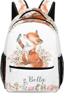 Cute Fox Little Bird Custom Kids Backpack 16.5 Inch for Boy Girl, Personalized Waterproof Child School Travel Bag with Name Option5 by TinyTreasures Baby Boutique