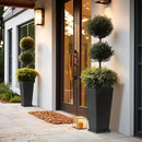 LA JOLIE MUSE 30 Inch Tall Planters for Outdoor Plants, 2 Sets Concrete Grey, Tall Outdoor Planters, Modern Square Outdoor Planters, Tall Large Planters for Front Door, Patio and Deck by CozyNest Decor