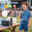 Mgaolo Upgraded Mini Karaoke Machine Toy for Kids, Portable Bluetooth Speaker with 2 Wireless Mics, Emoji & Colorful LED Lights, Home Travel & Party Play Gifts for Boys Girls (Blue) by TinyTreasures Baby Boutique
