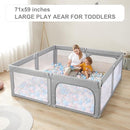 Foldable Baby Playpen, Shape & Size Adjustable Playpen for Toddler, 79x71 Large Play Pens Safety Mesh Foldable Playard for Babies, Portable Baby Fence Play Area Kids Play Pen, Grey by TinyTreasures Baby Boutique