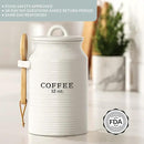 Barnyard Designs Coffee Canister for Kitchen Counter, Decorative Ceramic Coffee Container, Rustic Farmhouse Canister Jar, White (Coffee) by CozyNest Decor
