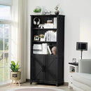 70in Tall Bookshelf 5 Tier Bookcase with Barn Doors and Adjustable Shelves, Black Farmhouse Book Shelf with Storage Cabinet, Wood Freestanding Display Bookshelves for Bedroom, Kitchen (2PCS) by CozyNest Decor