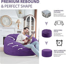 5FT Bean Bag Chair, Large Bean Bag Chairs with Memory Foam Filled, Fluffy Beanbag Sofa with Dutch Velvet Cover, Round BeanBag Chairs for Living Room, Playroom - Purple by TinyTreasures Baby Boutique
