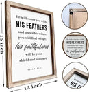 Christian Decor Signs, Framed Wall Plaque Sign 15 * 11.5 inches, Religious Home Decor, Inspirational Christian Gift for Him, He will Cover You with His Feathers Sign by CozyNest Decor