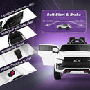 Costzon Ride on Car, 12V Licensed Chevrolet Tahoe Battery Powered Electric Vehicle w/ 2.4G Remote Control, High/Low Speed, Music, Lights, MP3/USB/FM, Spring Suspension, Electric SUV for Kids (White) by TinyTreasures Baby Boutique