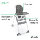 Ingenuity SmartClean Trio Elite 3-in-1 Convertible Baby High Chair, Toddler Chair, and Dining Booster Seat, For Ages 6 Months and Up, Unisex - Slate by TinyTreasures Baby Boutique