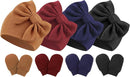 BQUBO Newborn Baby Hats Mittens Set Hospital Hat Beanie Infant Bow Hats Baby Gloves No Scratch Mittens for 0-6 Months by TinyTreasures Baby Boutique