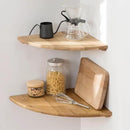 Corner Shelves, Floating Corner Shelf, Set of 2 16inch Solid Oak Wood Wall Shelves, Round End Wall Mount Display Shelf with Wire Hole for Bedroom Kitchen, Living Room by CozyNest Decor