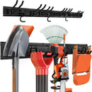 Garden Tool Rack Set, Garage Wall Organization Hanger with 3 Mop Holder and 6 Multi-Purpose Hooks, Garden Yard Shovels Rakes for String Hedge Trimmer Brooms Hoses Folding Chairs ladders, and More by GreenHaven Gardens