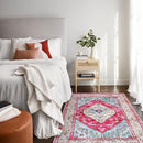Lahome Boho Round Rug - 6Ft Washable Area Rug, Non-Slip Small Bathroom Rug, Lightweight Bedroom Throw, Oriental Distressed Print Carpet for Entryway, Sofa, Nursery, Kids Room by TinyTreasures Baby Boutique
