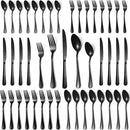 Lazycorner 40 Pcs Black Silverware Set for 8, Mirror Polished Flatware Set Stainless Steel Fork Knife Spoon, Food Grade Eating Utensils Sets, Reusable Silverwear Cutlery Set, Dishwasher Safe by CozyNest Decor