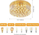 4-Light Gold Crystal Chandeliers Flush Mount Chandelier Light Fixture with K9 Crystals Modern Ceiling Lights Elegant Round Lamp for Bedroom,Hallway,Bar,Living Room,Dining Room,H5.9 xW13.7 by CozyNest Decor
