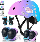 Adjustable Kids Bike Helmet with Knee & Elbow Pads Set, Color Gradient Design for Boys and Girls Aged 3-14+, for Skateboarding, Scooter, Roller & Inline Skating, Longboard by TinyTreasures Baby Boutique