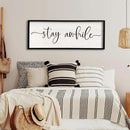 Stay Awhile Sign Wall Decor 32"X12" Large Solid Wood Frame For Hallway Living Room Entryway Farmhouse Wall Art Lets Stay Family Home Rustic Hanging Decoration (Black) by CozyNest Decor