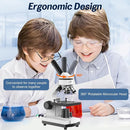 Microscope for Adults and Kids - 40X-2000X Monocular Microscopes with Slides Set, Dual Led Light, Phone Adapter, Professional Biological Optical Microscopes for Students School Home Education by TinyTreasures Baby Boutique