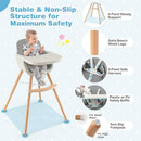 HONEY JOY High Chair, 3-in-1 Eat & Grow Wooden Highchair/Toddler Chair with Removable Tray, 5-Point Harness, PU Cushion and Footrest for Baby, High Chair for Babies and Toddlers(Gray) by TinyTreasures Baby Boutique
