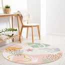 Lahome Boho Pink 3Ft Round Area Rugs - Soft Cute Small Circle Rug for Kids Nursery Room, Washable Non-Slip Botanical Print Circular Carpet for Sofa Playroom (Pink,3'x3') by TinyTreasures Baby Boutique