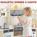 ANPABO Play Kitchen for Kids, Wooden Kitchen Playset w/Real Lights & Sounds, Coffee & Ice Maker, Microwave, Stove, 30Pcs Accessories Include Play Food, Pretend Play Set for Boys & Girls, Yellow by TinyTreasures Baby Boutique