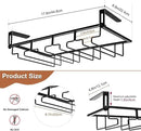 AUHOKY 2Pcs Adjustable Under Cabinet Stemware Metal Glass Holder, Hanging Wine Glass Storage Hanger Organizer for Shelf Kitchen Bar Decor(4 Rows, Black) by CozyNest Decor
