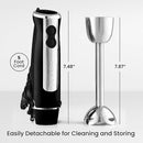 Zulay Immersion Stick Mixer Hand Blender - 800 Watts, Turbo Mode, 5-ft Power Electric Cord, Handheld Portable, Stainless Steel Blades - For Effortless Blending Smoothie, Soup, Baby Food, Puree - Black by TinyTreasures Baby Boutique