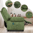 KCREAM Green Massage Recliner Chair, Small Recliners for Small Spaces, Overstuffed Recliners Living Room Chairs for Adults Fabric Manual Recliner Chairs with Heating Single Sofa Chair by CozyNest Decor