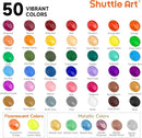 Shuttle Art Acrylic Paint, 50 Colors Acrylic Paint Set, 2oz/60ml Bottles, Rich Pigments, Water Proof, Premium for Artists, Beginners and Kids on Canvas Rocks Wood Ceramic Fabric by TinyTreasures Baby Boutique
