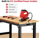 Work Bench with Wheels 48 x 20 Inch Heavy Duty Rubberwood Tabletop Garage Workbench Adjustable Height Work Table with Pegboard, Power Outlets for Woodworking Shop, Home, Office by GreenHaven Gardens
