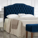 24KF Upholstered Button Tufted Queen Headboard with Nailhead Trim, Soft Velvet Fabric Headboard Queen/Full WM-6031-Q-NAVY by CozyNest Decor