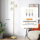 Gold Floor Lamp, Dimmable Tree Floor Lamps for Living Room Brass Tall Standing Lamp with 3 Rotatable Lights Glass Shade 66.5'' Modern Corner Lamp for Bedroom Office(3LED Bulbs Included) by CozyNest Decor