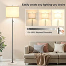 【Upgraded】 Dimmable Floor Lamp for Living Room, 11W LED Bulb Included, Modern Standing Lamp with Marble Base, Tall Pole Light with Linen Shade for Bedroom Reading Office Corner Nursery-Brushed Nickel by CozyNest Decor