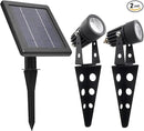 MINI 50X Twin Solar-Powered Cast Aluminium Warm White LED Spotlight 60-100 Lumen Per Light Fixture for Outdoor Garden Yard Landscape Downlight by CozyNest Decor
