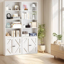 Tall White Bookcase with Doors – Wooden Bookshelf with Storage Cabinet & Shelves for Living Room, Bedroom, or Office by CozyNest Decor