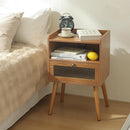 AWASEN Mid Century Nightstand with Charging Station, Modern Bedside Table with Glass Decorative Drawer, Small End Side Table with 2 Tiers Storage for Bedroom, Office and Small Space(Brown) by CozyNest Decor