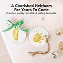Baby Hand and Footprint Kit Girls, Boys - Personalized Baby Footprint Ornament Kit, Newborn Keepsake Gifts for New Mom, Easy to Use Handprint Makers, Cute Shower Gifts (Gold Paint, Cherish) by TinyTreasures Baby Boutique