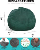 Classic Bean Bag Chair, with Faux Rabbit Fur Cover for Teens and Kids, Memory Foam Bean Bag Chairs, Ultra Soft Faux Fur Fabric, 2.5 feet Round Fluffy Bean Bag Sofa by TinyTreasures Baby Boutique