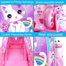 Girls Rolling Backpack, Cute Cat Roller Wheels Kids Bookbag - Wheeled Elementary School Bag - 3PCS Cat by TinyTreasures Baby Boutique