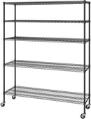 Seville Classics UltraDurable Heavy Duty NSF Solid Steel Wire Rack Storage Unit, Organizer for Garage, Warehouse, Office, Restaurant, Classroom, Kitchen, Black, 5-Tier Shelving, 60" W x 18" D by CozyNest Decor
