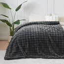 NEWCOSPLAY Faux Fur Twin Blanket Grey Bubble Blanket Thick Warm Soft for Couch Sofa Bed 550GSM (Grey, Twin(60"x80")) by CozyNest Decor