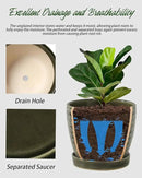 Plant Pots, Flower Pots, Planters for Indoor Plants(6.5+5.5inch), Flower Pots for Indoor Plants with Drainage Hole and Saucer, Ceramic Pots for Plants with Hole Mesh Pad,Reactive Glaze Green by GreenHaven Gardens