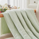 EMME Cotton Blanket Twin Size 100% Muslin Soft, Breathable Gauze, All Season, Pre-Washed (Mint Green, 60"x80") by CozyNest Decor