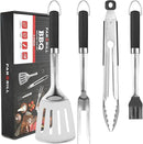 Grill Accessories Heavy Duty BBQ Set Gifts for Men/Women - Premium Stainless Steel Spatula, Fork, Brush & Tongs, Barbecue Utensils Tool Kit Gift for Grilling Lover Outdoor by GreenHaven Gardens