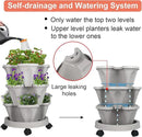 Vertical Planter 3 Tier Stackable Planters Garden Planters Strawberry Herb Flower and Vegetable Planter Indoor Outdoor Gardening Pots with Removable Wheels and Tools 2-Pack by GreenHaven Gardens