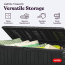 Keter Marvel Plus 71 Gallon Resin Deck Box-Organization and Storage for Patio Furniture Outdoor Cushions, Throw Pillows, Garden Tools and Pool Toys, Dark Grey by GreenHaven Gardens