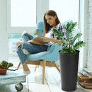 KOL 22''H 2-Pack Planter with Water Level Indicator - Galvanized Steel Pot - Self Watering Planters Flower Pot for Plant - Inner Pot Design - Round Metal Planter Box - Indoor Outdoor Planting - Black by CozyNest Decor