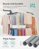 SONGMICS Clothes Drying Rack Stand 4-Tier, Foldable Laundry Drying Rack 68.1-Inch Tall, Steel, Rolling Clothes Horses Dryer Rack, Easy to Assemble, Indoor Outdoor Use, Dove Gray ULLR701G01 by TinyTreasures Baby Boutique